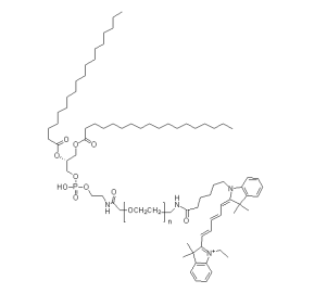 DSPE-PEG-CY5.5,MW:2000 Da 二棕榈酸磷脂酰乙醇胺和聚乙二醇2000交联近红外染料